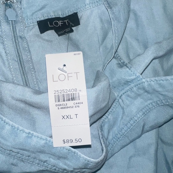 LOFT Chambray Soft Blue Zip-Up Jumpsuit XXL Tall - Picture 6 of 6